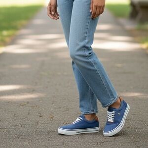 Polo by Ralph Lauren Blue and White Sneakers Low-Top Canvas